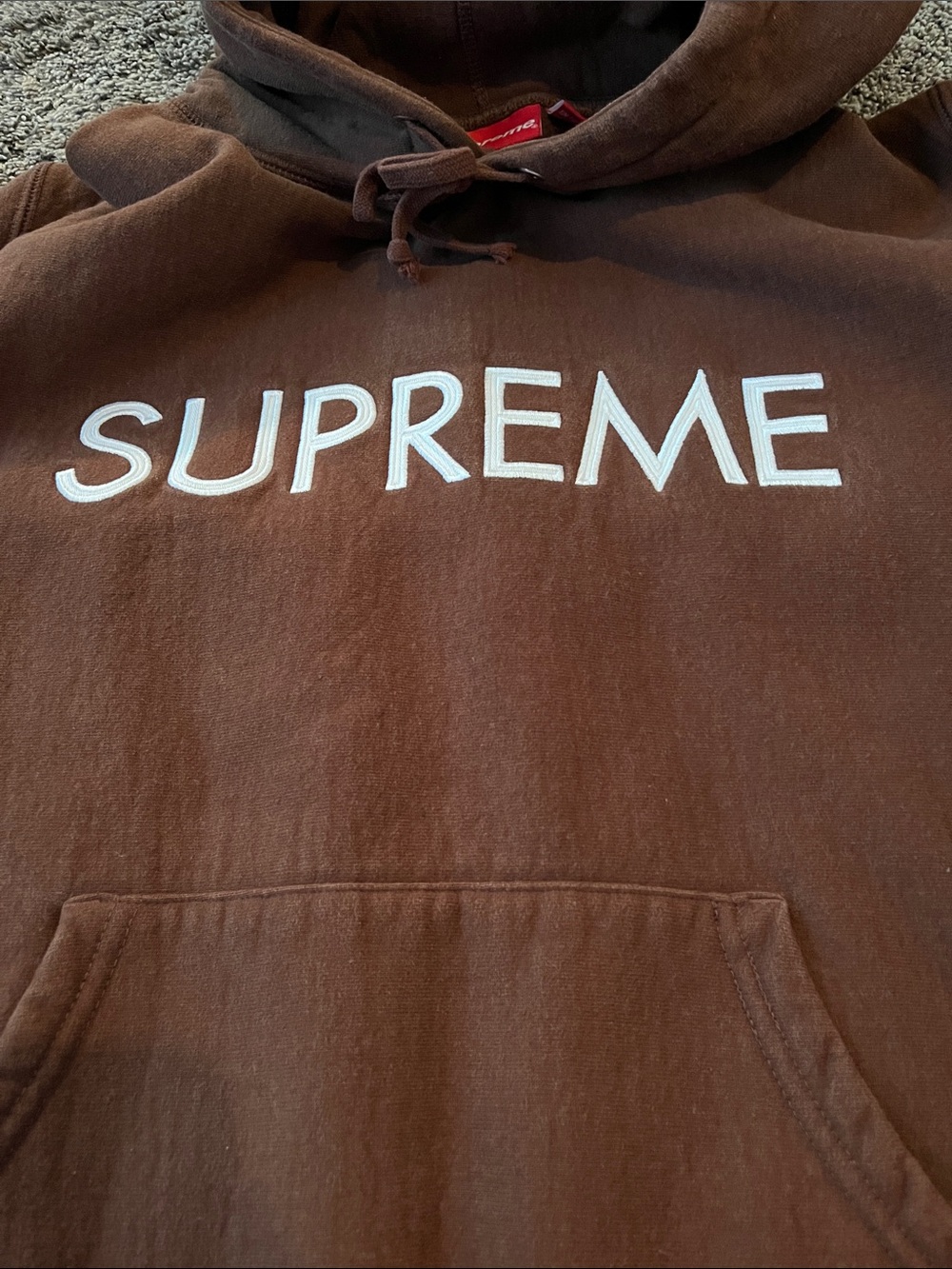 Supreme Brown Hoodie with White Logo. Small. Very good condition. - Picture 4 of 10